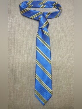Pronto Uomo Blue and Yellow Diagonal Stripe Silk Tie